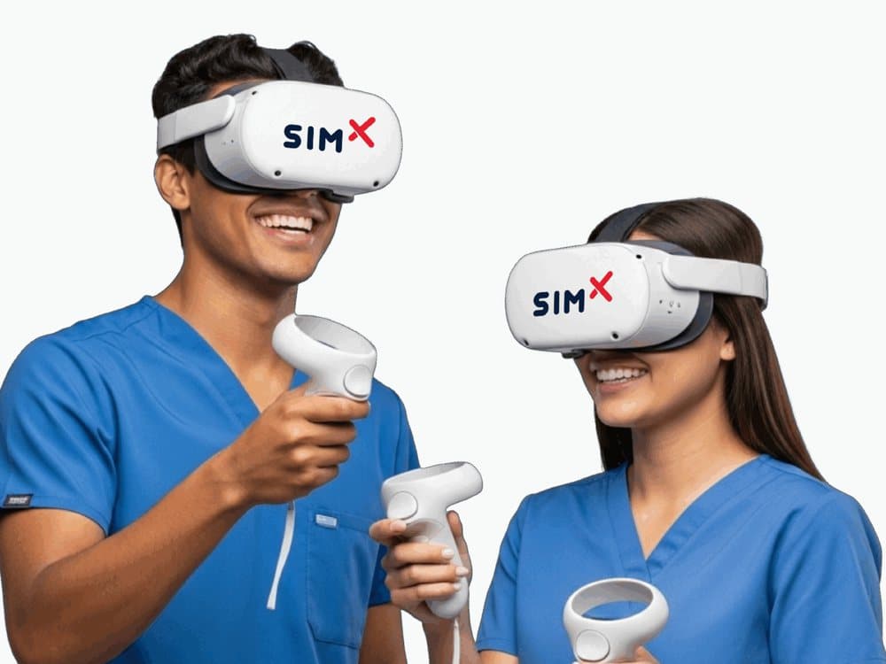 Nurses training with SimX virtual reality headsets